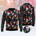 Skull Face Ugly Christmas Sweater Gothic Desig
