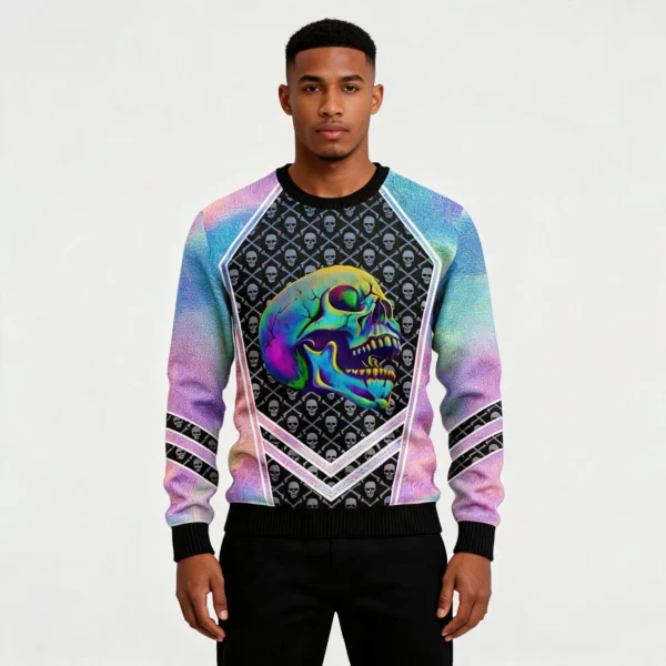 Skull Hologram Ugly Christmas Sweater Winter C