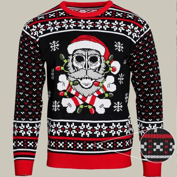 skull santa claus bones lights ugly christmas sweater ugly holiday.webp