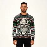 Skull Santa Claus Ho Ho Ho Ugly Christmas Swea