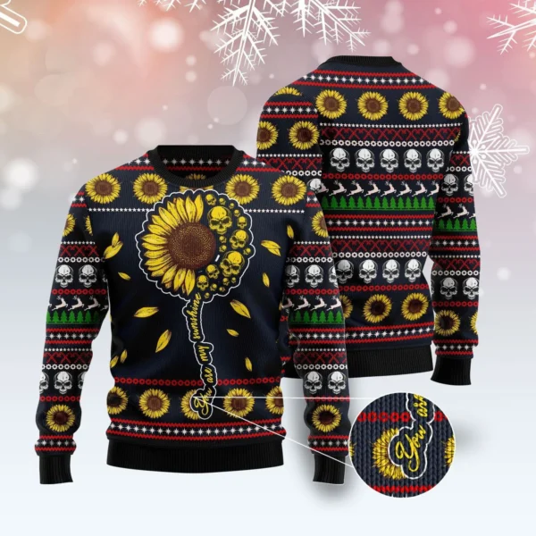 skull sunflower ugly christmas sweater xmas wear dark humour.webp