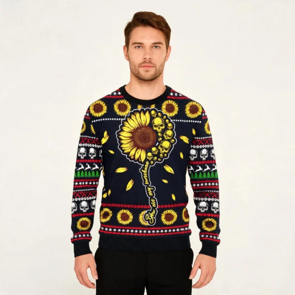 Skull Sunflower Ugly Christmas Sweater Xmas We