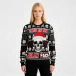Skull This Is My Jolly Face Ugly Christmas Swe