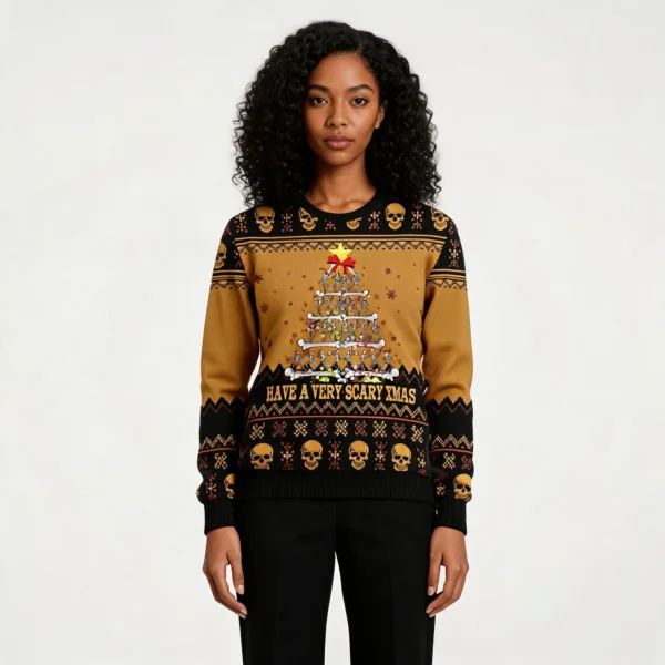 Skull Xmas Tree Ugly Christmas Sweater Have A