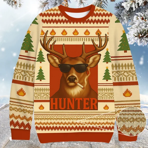 smoking deer hunter christmas ugly sweater christmas gift forolder.webp