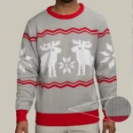 Snowflakes And Moose Ugly Christmas Sweater Fu