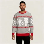 Snowflakes And Moose Ugly Christmas Sweater Fu