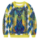 Stained Glass Cat Fun Christmas Ugly Sweater W