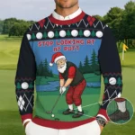 Stop Looking At My Putt Santa Golfing Ugly Swe