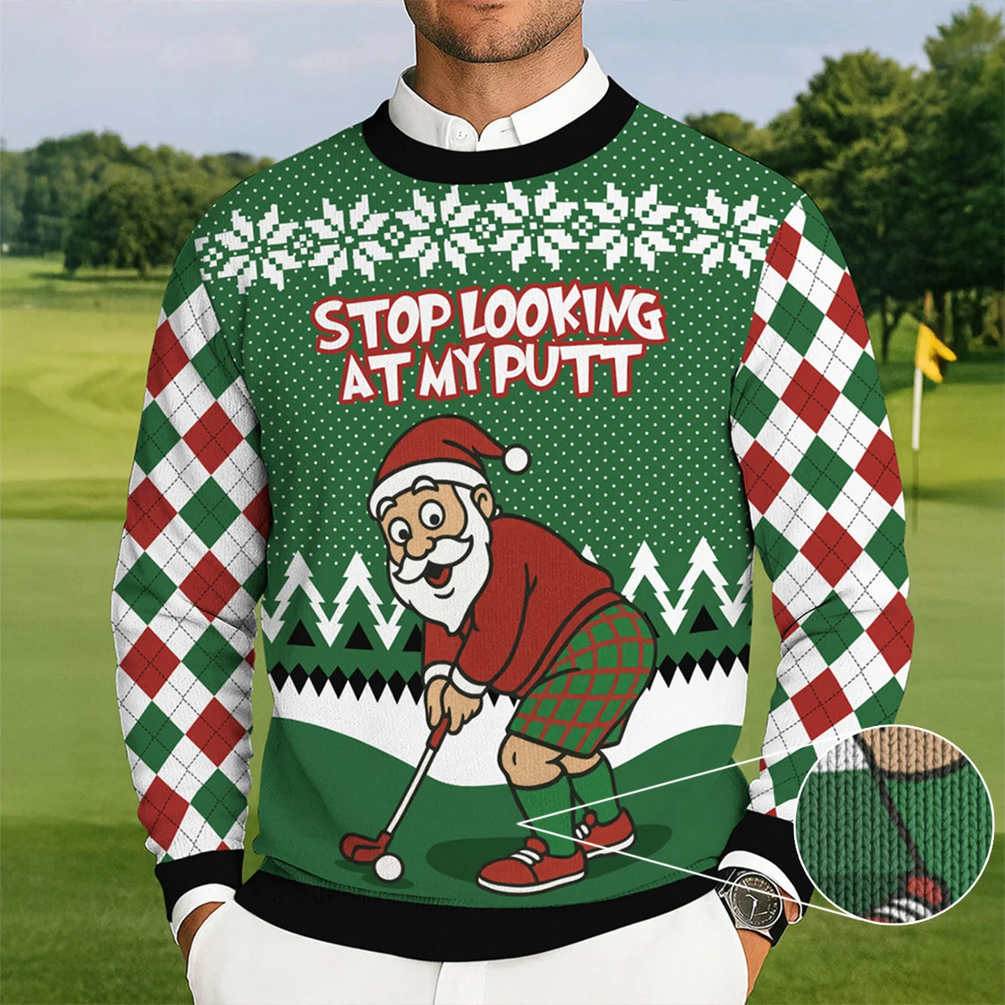 stop looking at my putt ugly christmas sweater funny santa christmas.webp stop looking at my putt ugly christmas sweater funny santa christmas.webp