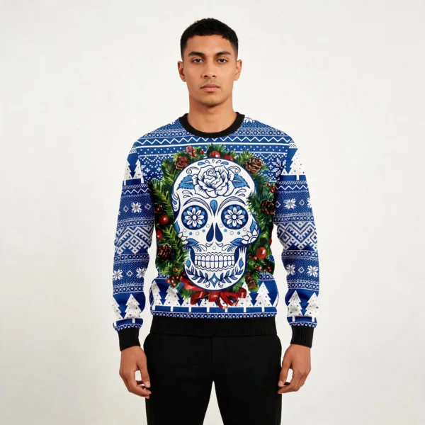 Sugar Skull Ugly Christmas Sweater Holiday Clo