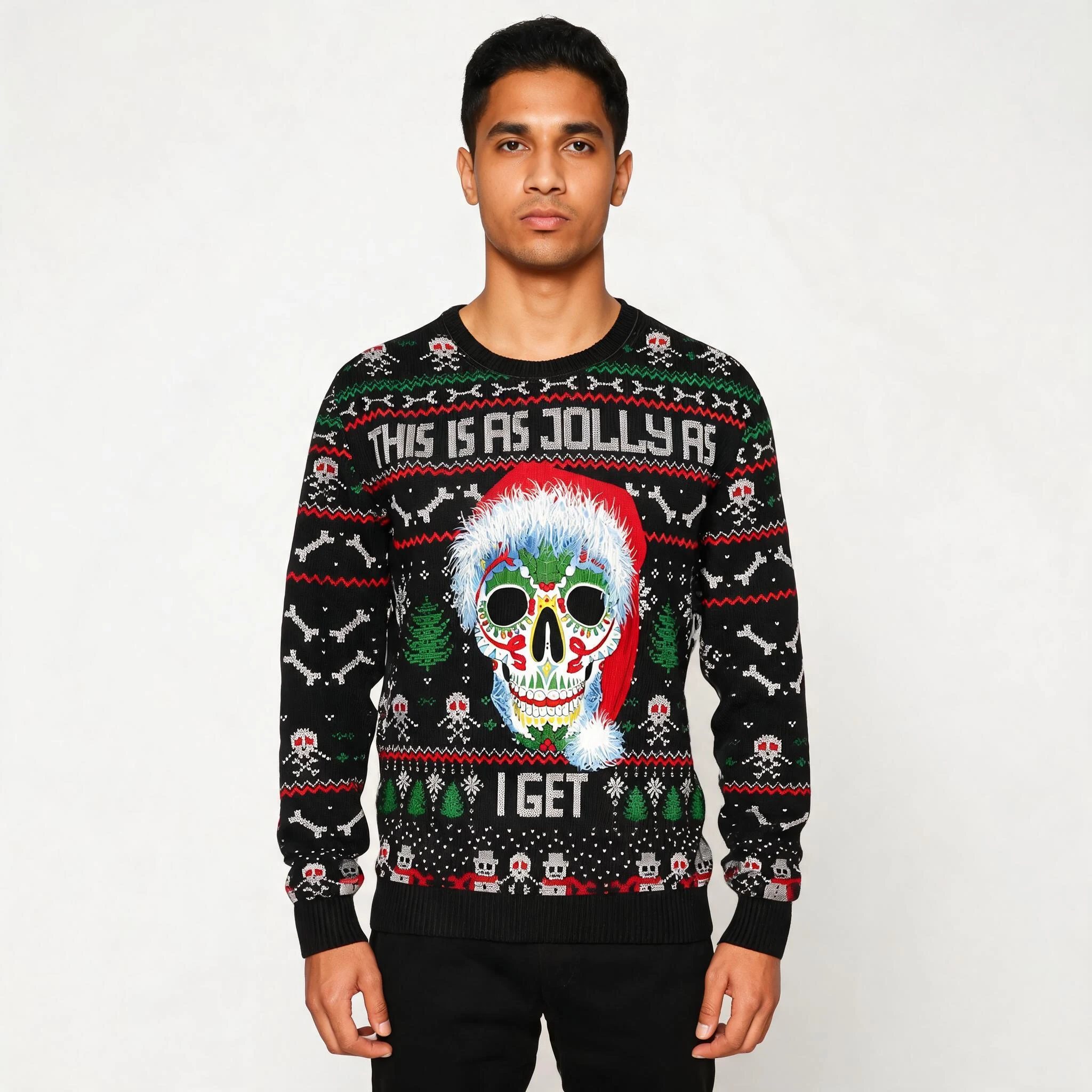 Sugar Skull Ugly Christmas Sweater Skull Theme Sugar Skull Ugly Christmas Sweater Skull Theme