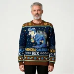 T Rex Dinosaur Hanukkah Ugly Christmas Sweat