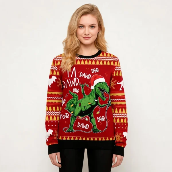 T Rex Dinosaur Ugly Christmas Sweater Dinosaur