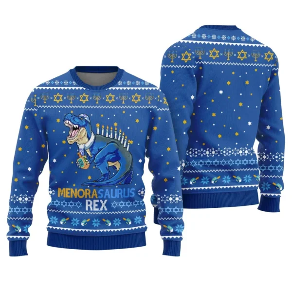 tacky menorasaurus rex hanukkah holiday sweater soft cotton.webp
