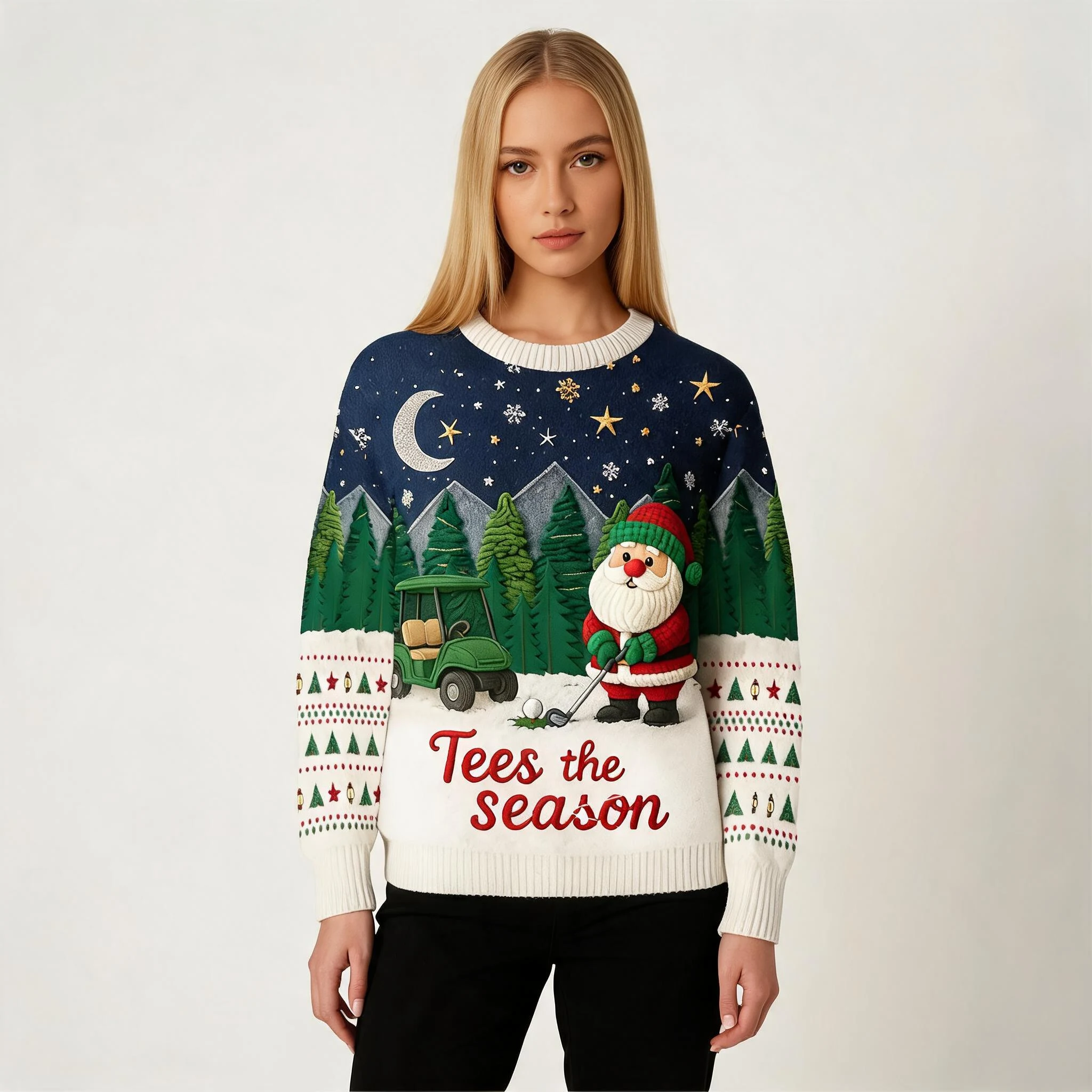 Tees The Season Santa Golfing Night Theme Ugly Tees The Season Santa Golfing Night Theme Ugly