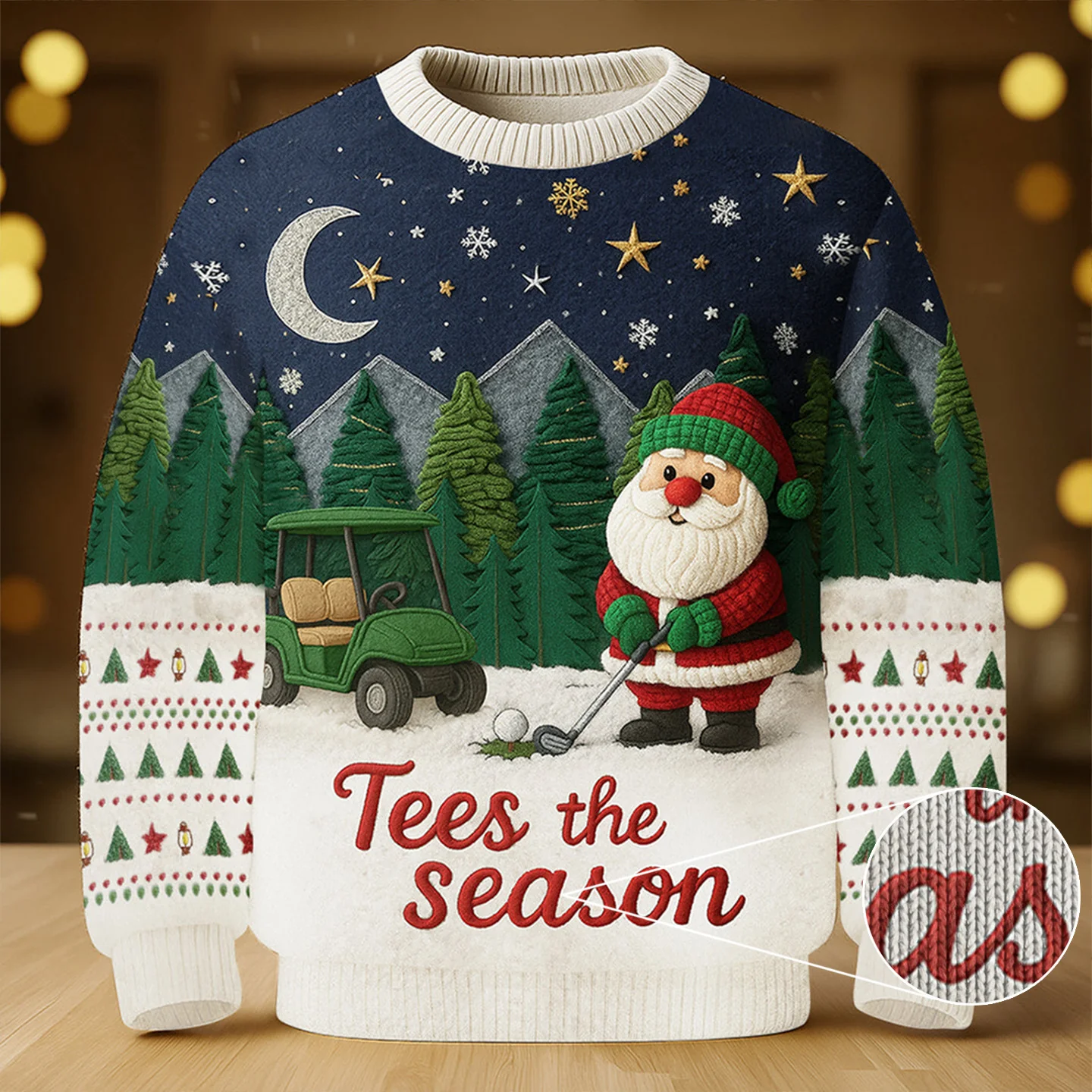 tees the season santa golfing night theme ugly christmas sweater.webp tees the season santa golfing night theme ugly christmas sweater.webp