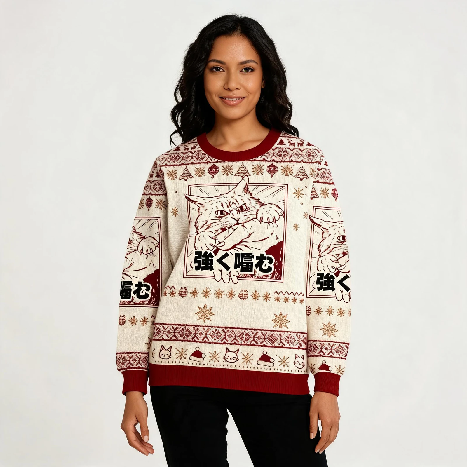 The Cat Bit Hard Christmas Ugly Sweater Winter The Cat Bit Hard Christmas Ugly Sweater Winter