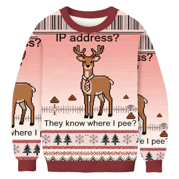 they know where l pee christmas ugly sweater xmas clothing deer lover.webp