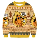This Is Fine Dog On Fire Ugly Sweater Funny Animal Sweater Dog Lover