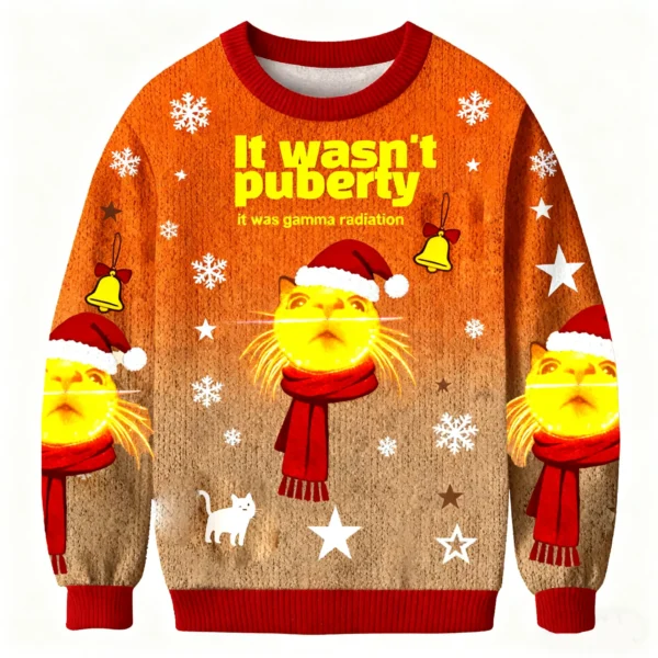 this wan t puberty it s gamma radiation ugly sweater funny sweater.webp