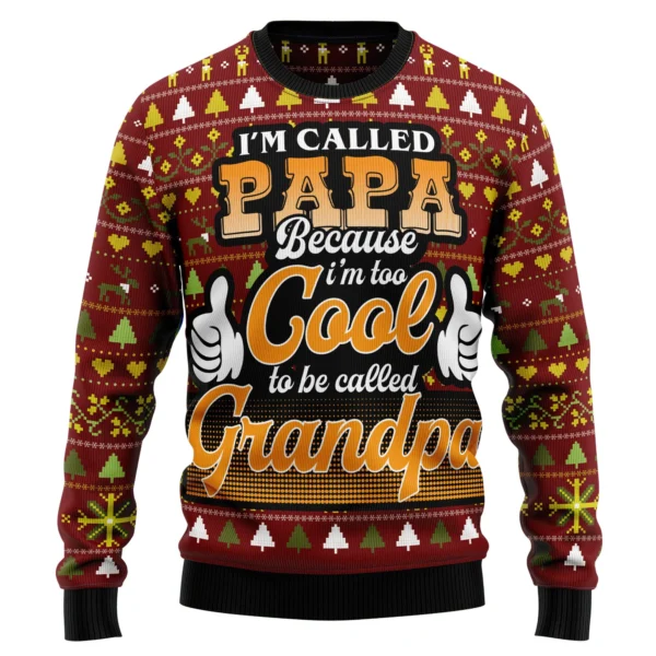 too cool to be called grandpa ugly christmas sweater.webp