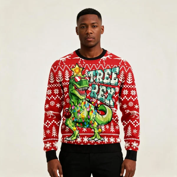 Tree Rex T Rex Dinosaur Ugly Christmas Sweater