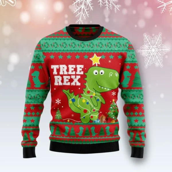 trex tree christmas ugly christmas sweater holiday apparel unique.webp