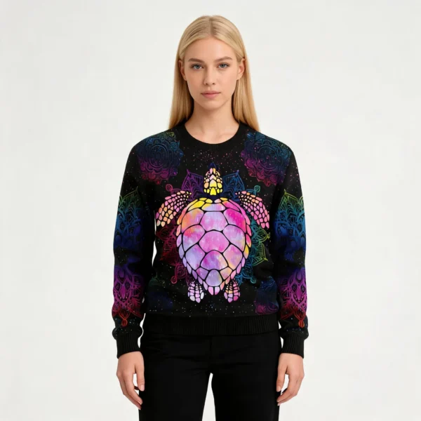Turtle Purple Mandala Ugly Christmas Sweater X