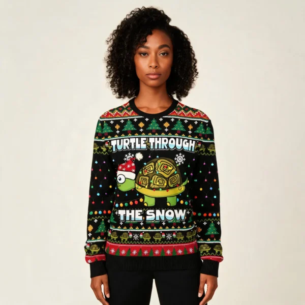 Turtle Through The Snow Ugly Christmas Sweater