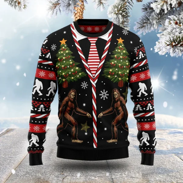 vintage bigfoot ugly christmas sweater mythical themed christmas gift.webp