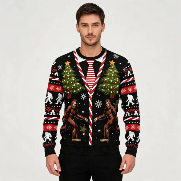Vintage Bigfoot Ugly Christmas Sweater Mythica