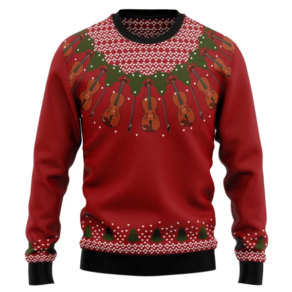 violin lover ugly christmas sweater.webp