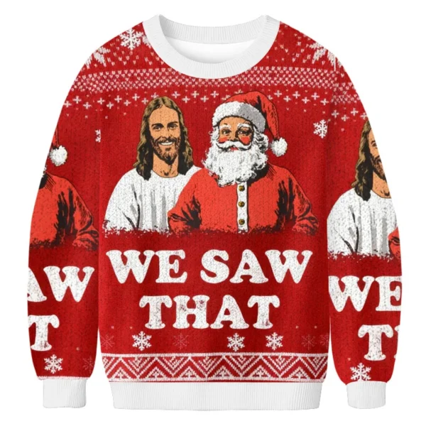 we saw that jesus and santa christmas ugly sweater winter apparel.webp