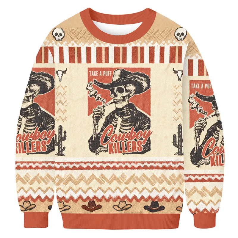 western smoking skeleton ugly sweater holiday apparel xmas gift.webp western smoking skeleton ugly sweater holiday apparel xmas gift.webp