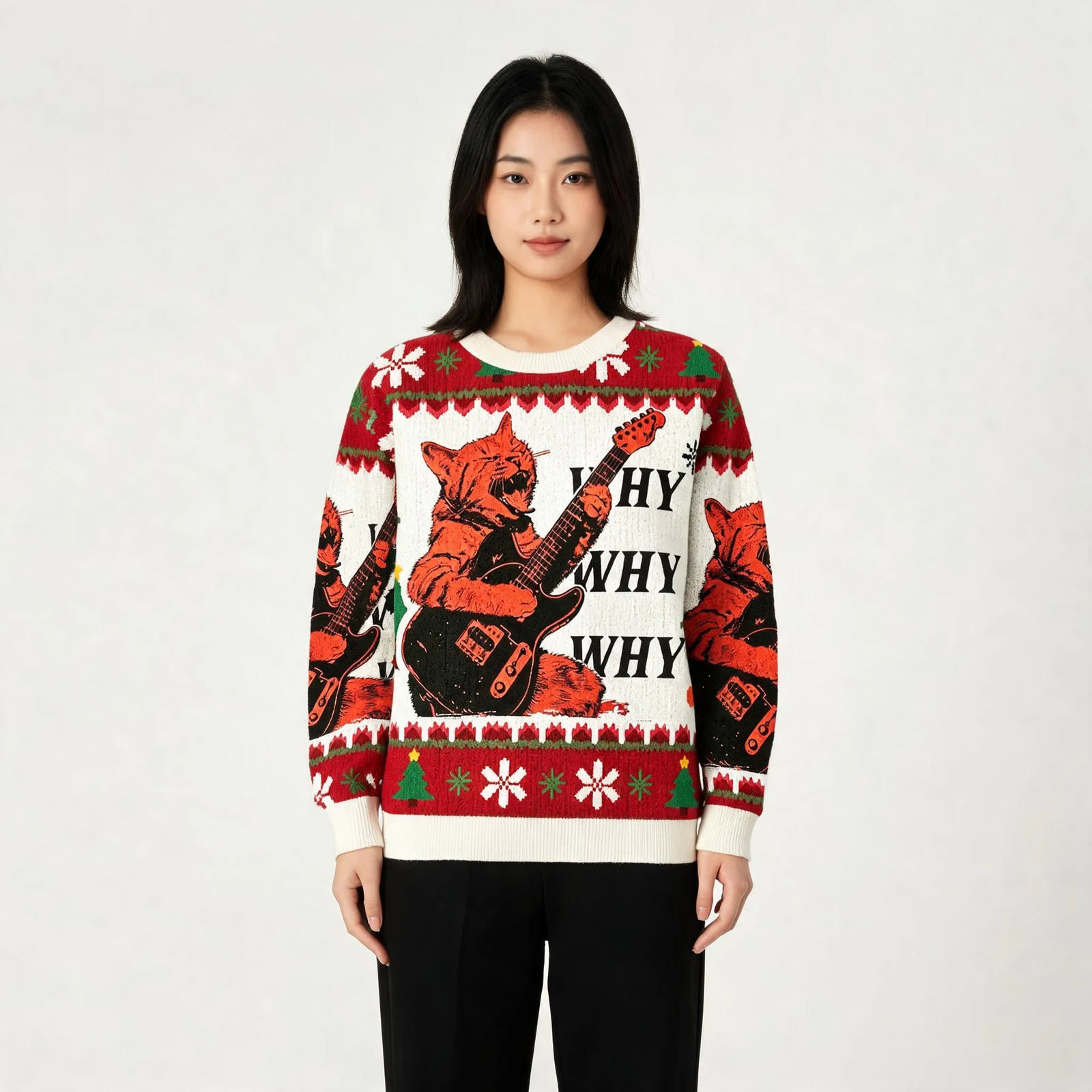 Why Guitar Cat Christmas Ugly Sweater Winter A Why Guitar Cat Christmas Ugly Sweater Winter A