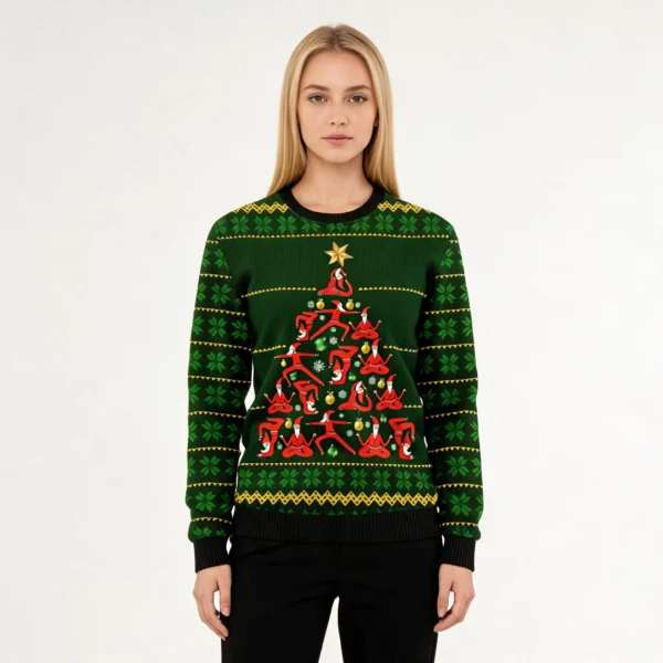 Yoga Christmas Tree Ugly Christmas Sweater Hol