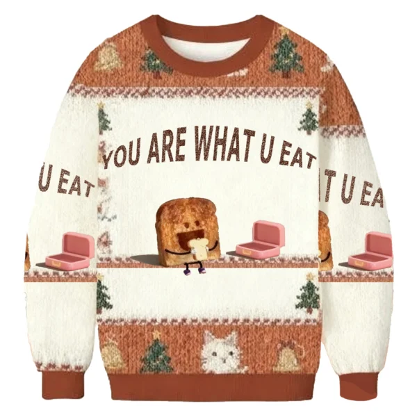 you are what you eat funny meme christmas ugly sweater xmas apparel.webp