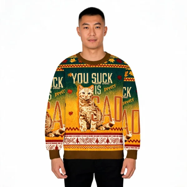 You Suck And That Is Pretty Sad Cat Christmas