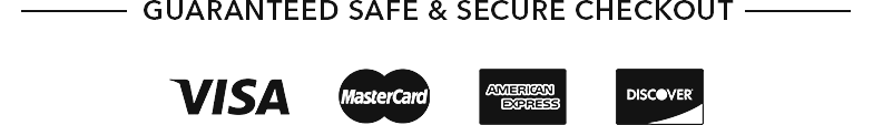 Secure checkout with Visa, Mastercard, American Express and Discover