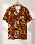 Autumn Leaves Hibiscus Thanksgiving Hawaiian Shirt, front view of the print