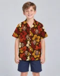 Autumn Leaves Hibiscus Thanksgiving Hawaiian Shirt, front view of the print