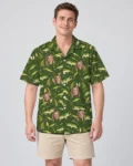 Bass & Lures Fishing Hawaiian Shirt, front view of the print