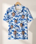 Blue Marlin Fishing Hawaiian Shirt, front view of the print