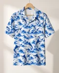 Blue Marlin Fishing Hawaiian Shirt, front view of the print
