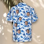 Blue Marlin Fishing Hawaiian Shirt, front view of the print