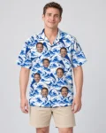 Blue Marlin Fishing Hawaiian Shirt, front view of the print