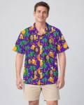 Cats in Shades Ugly Hawaiian Shirt, front view of the print