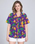 Cats in Shades Ugly Hawaiian Shirt, front view of the print