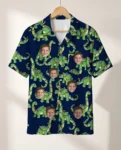 Dino Lights Christmas Hawaiian Shirt, front view of the print